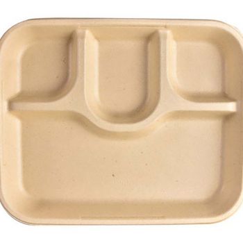 Chuk Bagasse 4 Compartment Rectangular Tray