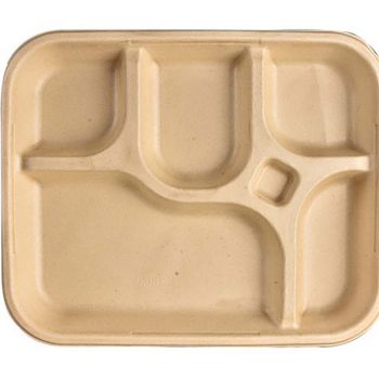 Chuk Bagasse 5 Compartment Rectangular Tray