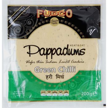 Fudco Green Chilli Pappadums 200g